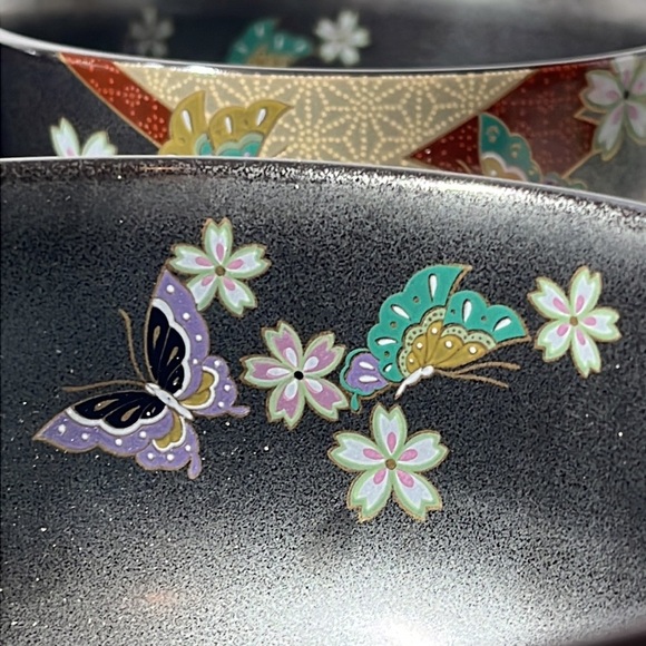 Japanese Pottery Bowl‎ 4pc Floral Butterfly Classic Metallic Color 5” Dinnerware - Picture 8 of 11